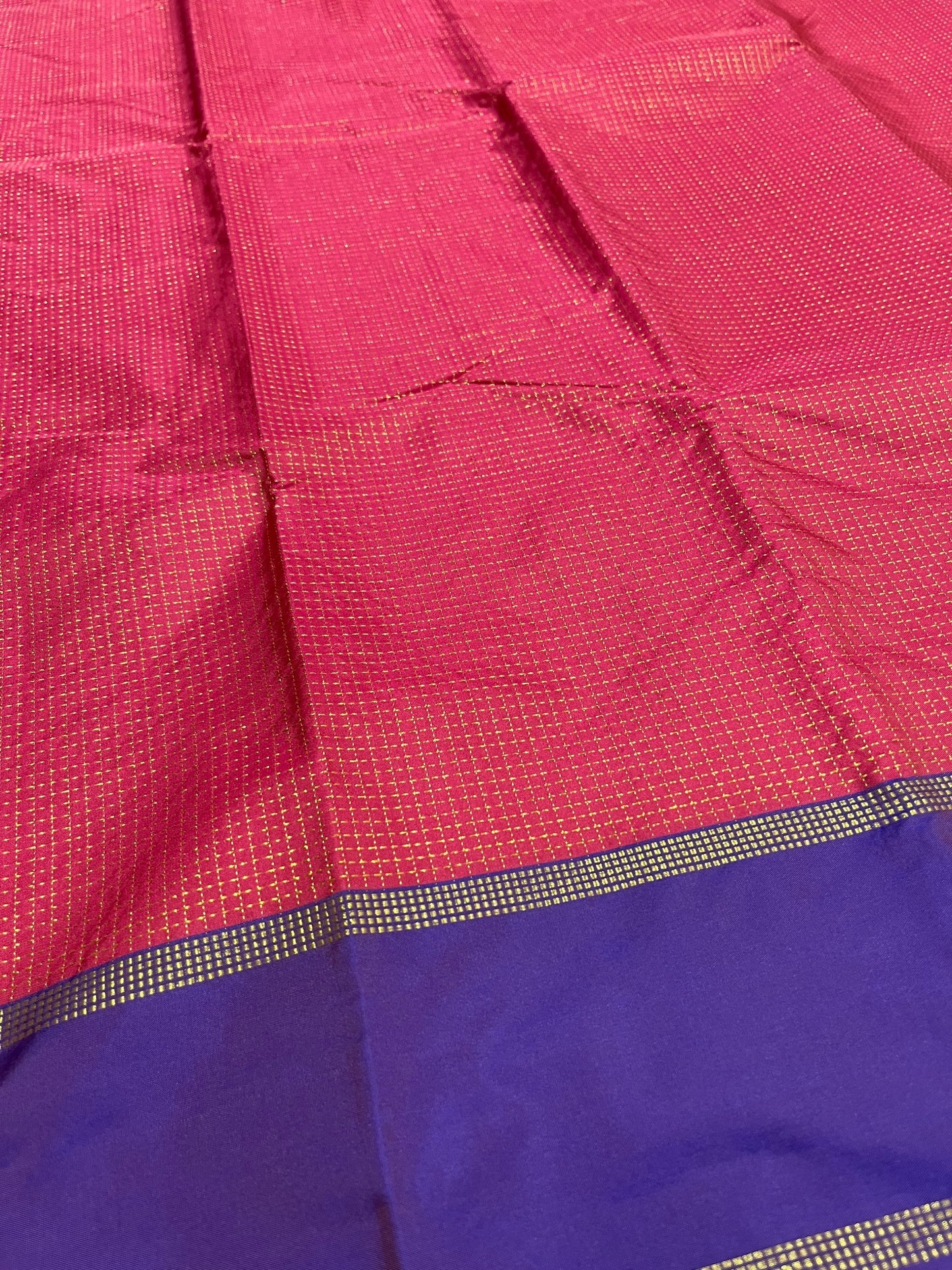 Southloom Semi Silk Saree with Micro Check on Body in Magenta And Violet
