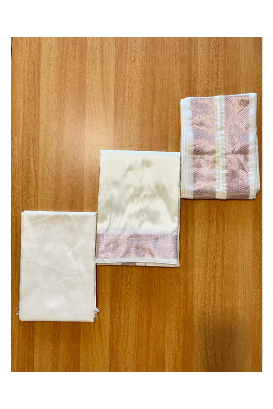 Southloom Semi Silk Mundu / Vesthi / Dhothi Set with Matching Silk Shirt Piece (Including Silk Shawl)