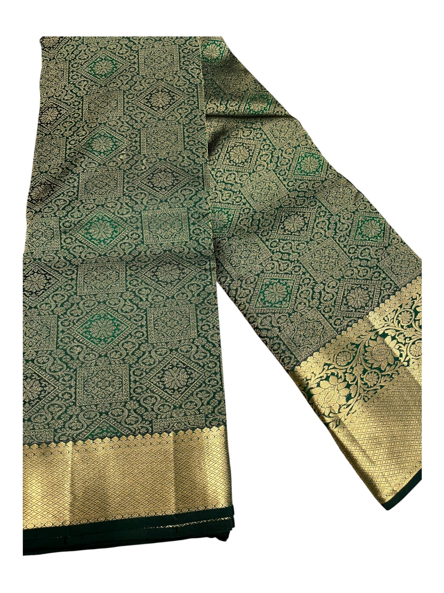 Southloom Pure Handloom Bridal Kanchipuram Silk Saree with Korvai Work (Green)