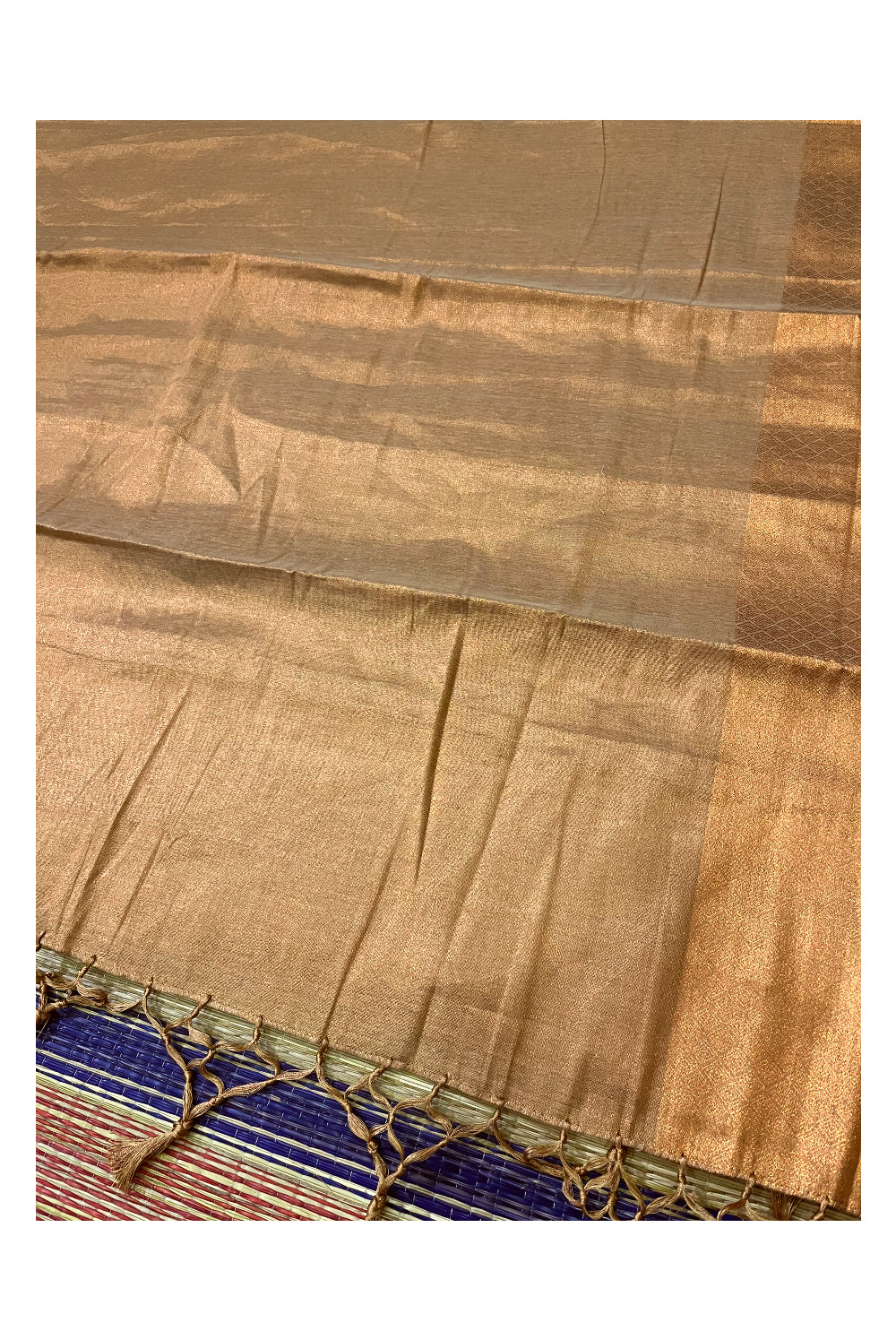 Southloom Brown Tissue Plain Saree with Kalamkari Printed Blouse Piece