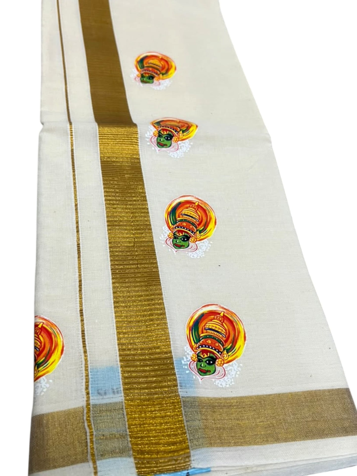 Southloom Cotton Kasavu Printed Kids's Velcro Mundu SLK