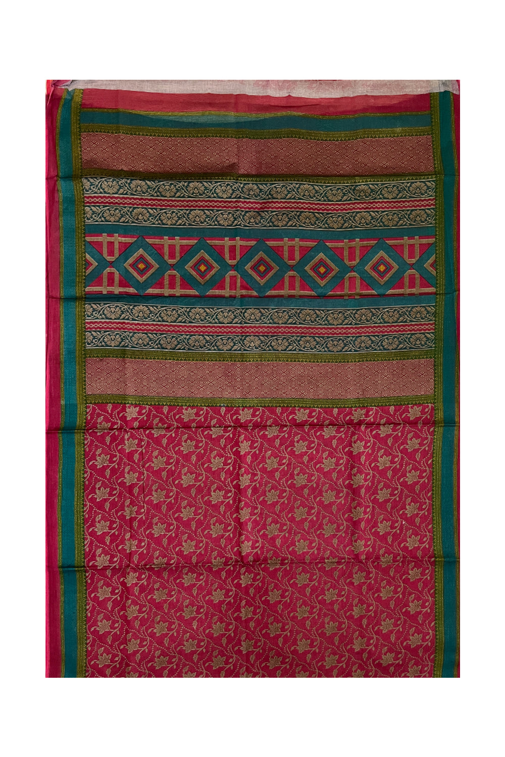 Southloom Cotton Red Designer Printed Saree