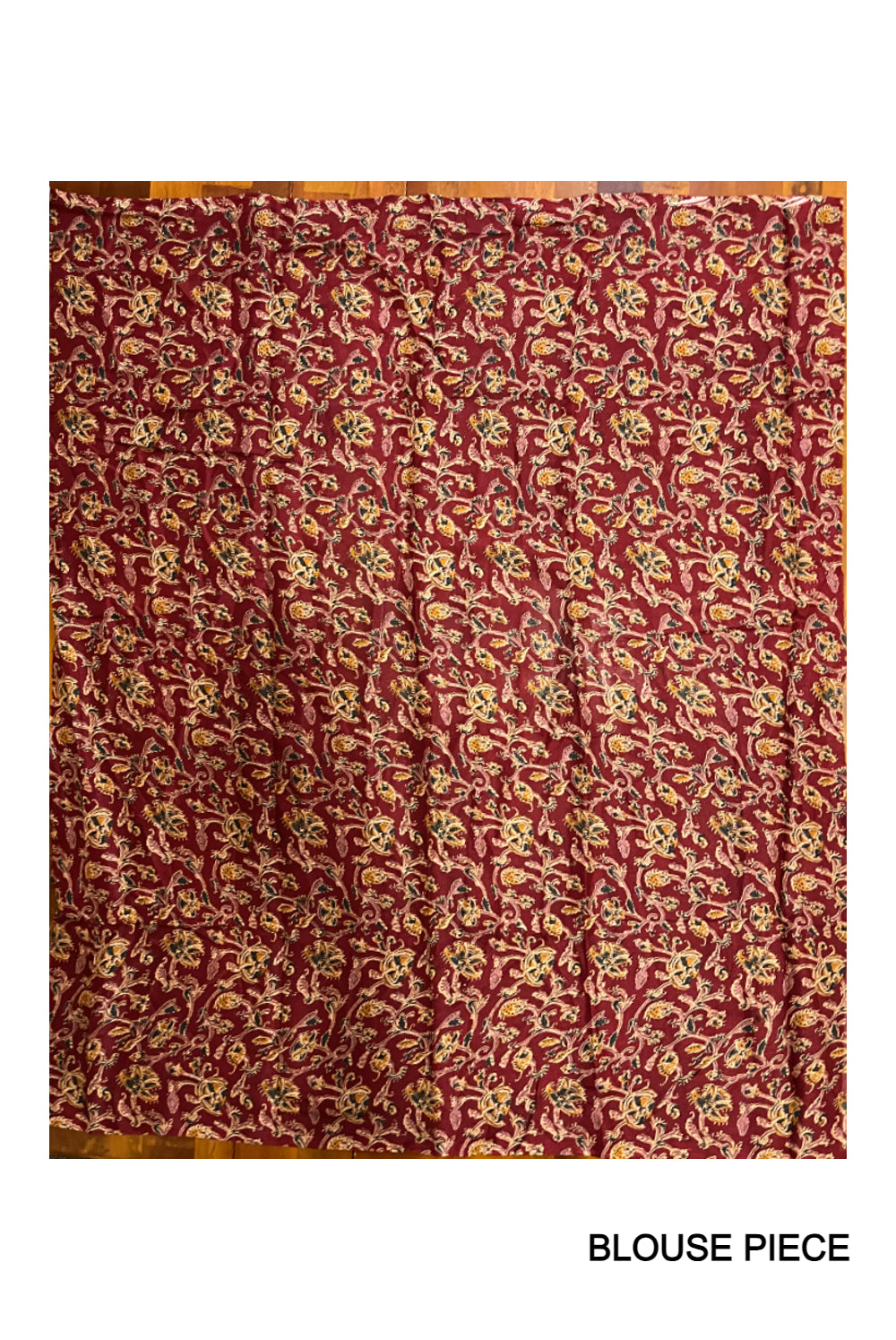 Southloom Brown Tissue Plain Saree with Kalamkari Printed Blouse Piece