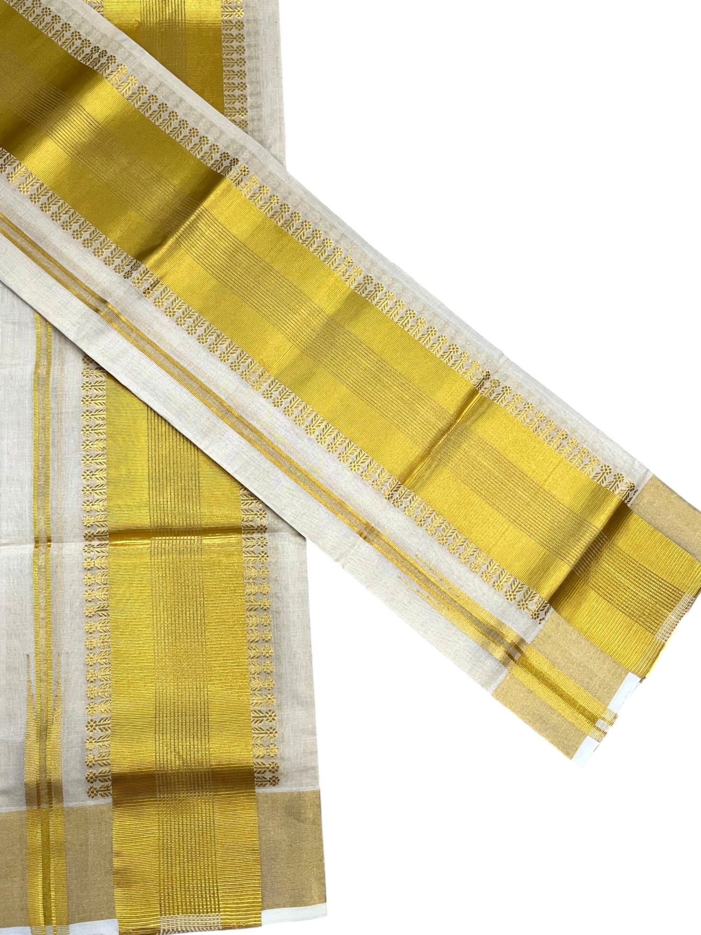 Southloom Premium Tissue Handloom Set Mundu with Chuttikara Kasavu Border (2.80 Mtr) SL632