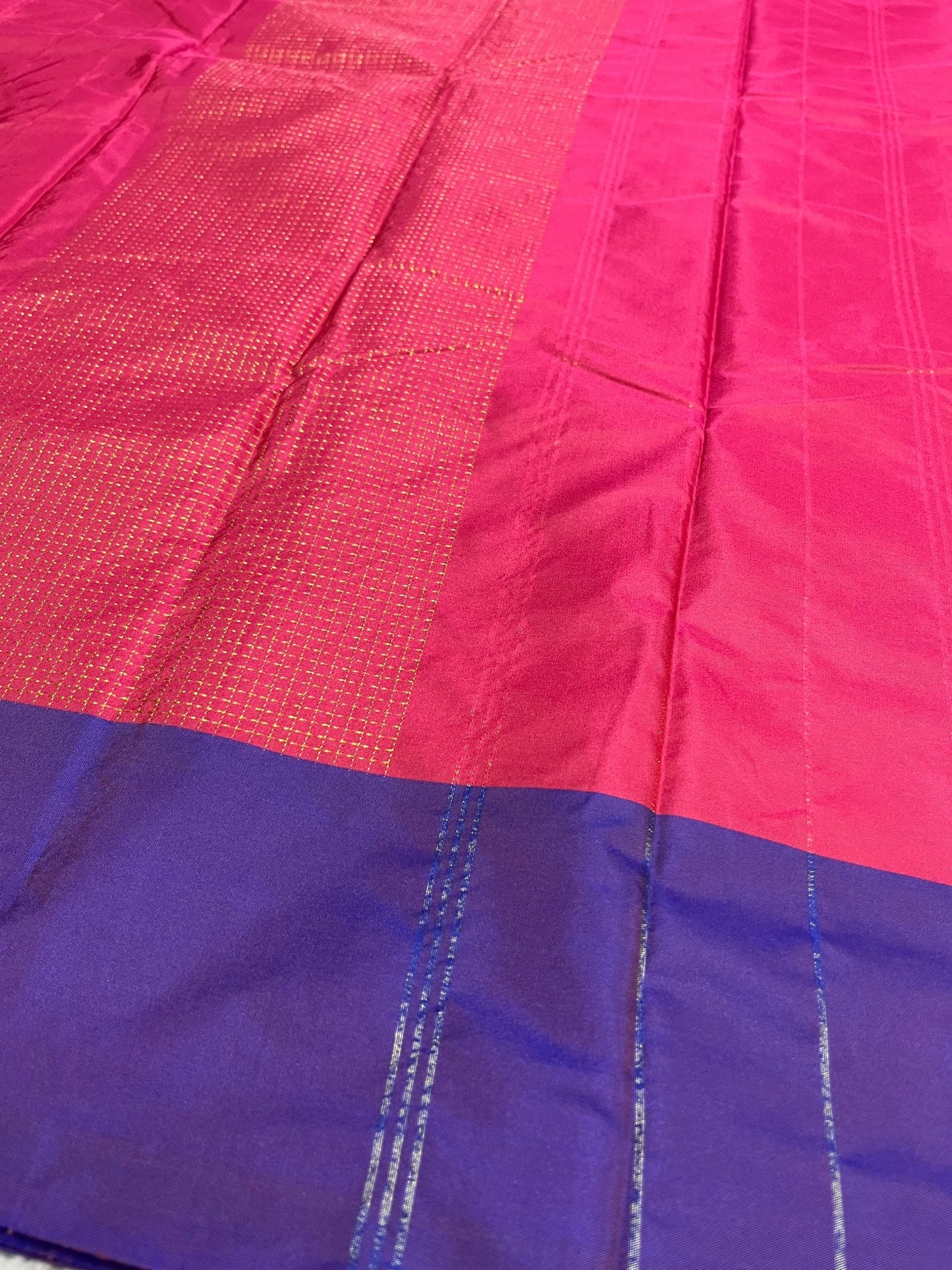 Southloom Semi Silk Saree with Micro Check on Body in Magenta And Violet