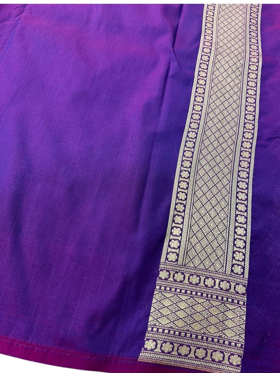 Southloom Pure Banarasi Silk Saree with Woven Work on Body and Borders (Blue And Magenta)