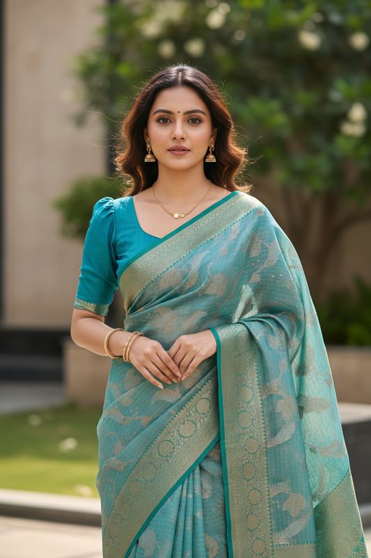 Southloom Tissue Banarasi Silk Saree with Woven Work on Body and Borders