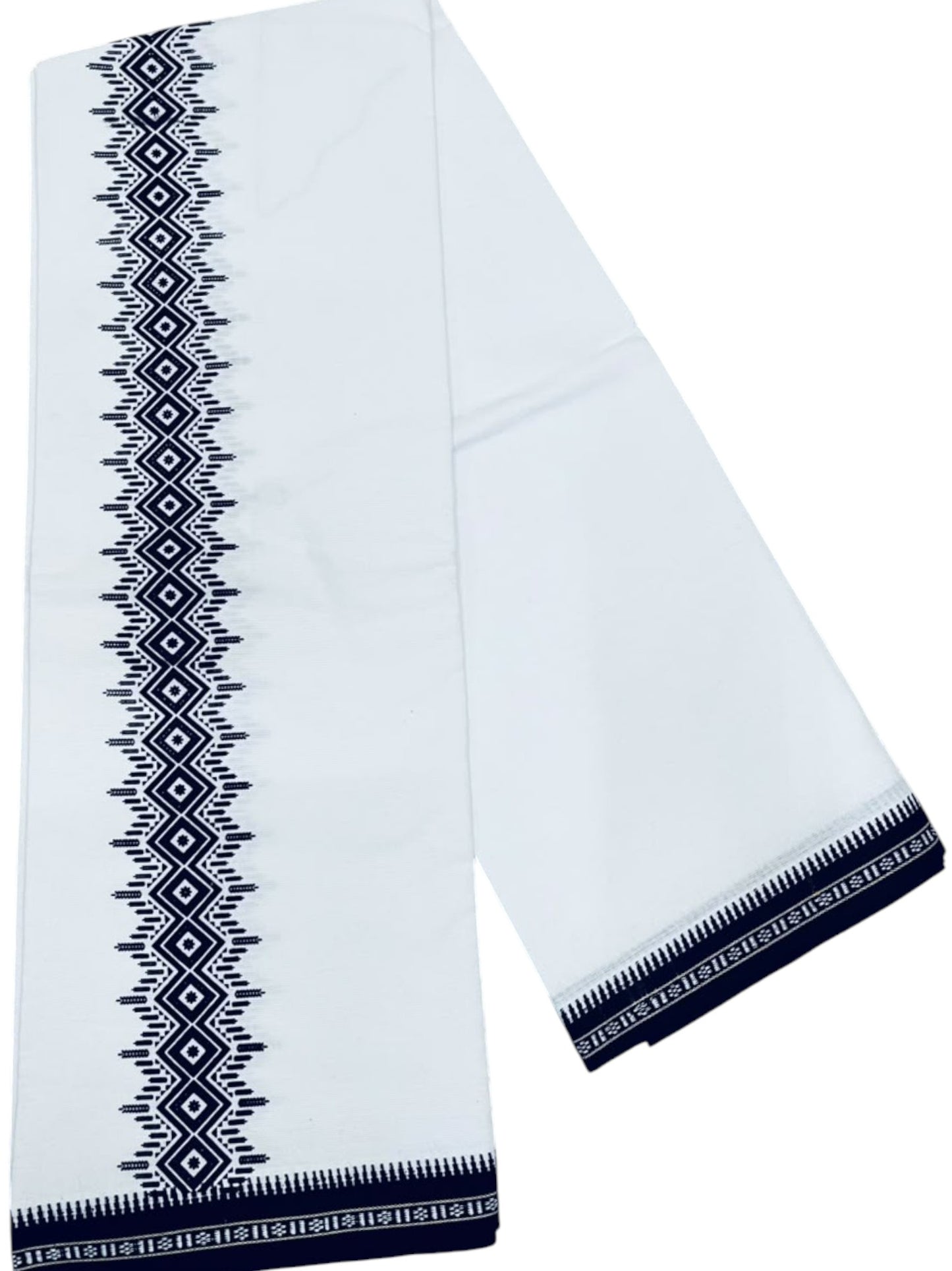 Southloom White Black Printed Single Mundu / Otta Mundu / Lungi (South Indian Kerala Dhoti)