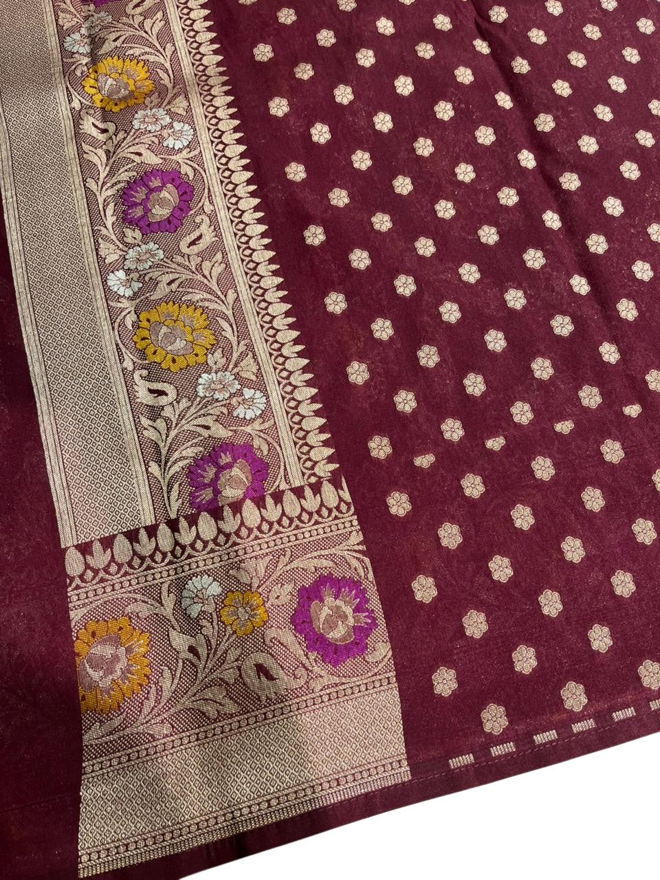Southloom Pure Banarasi Silk Saree with Woven Work on Body and Borders (Purple)