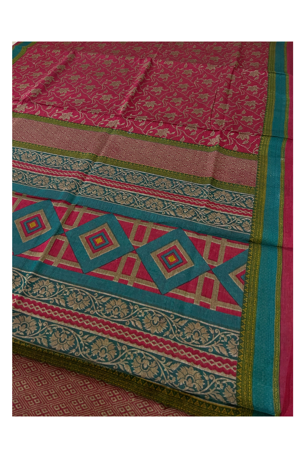 Southloom Cotton Red Designer Printed Saree