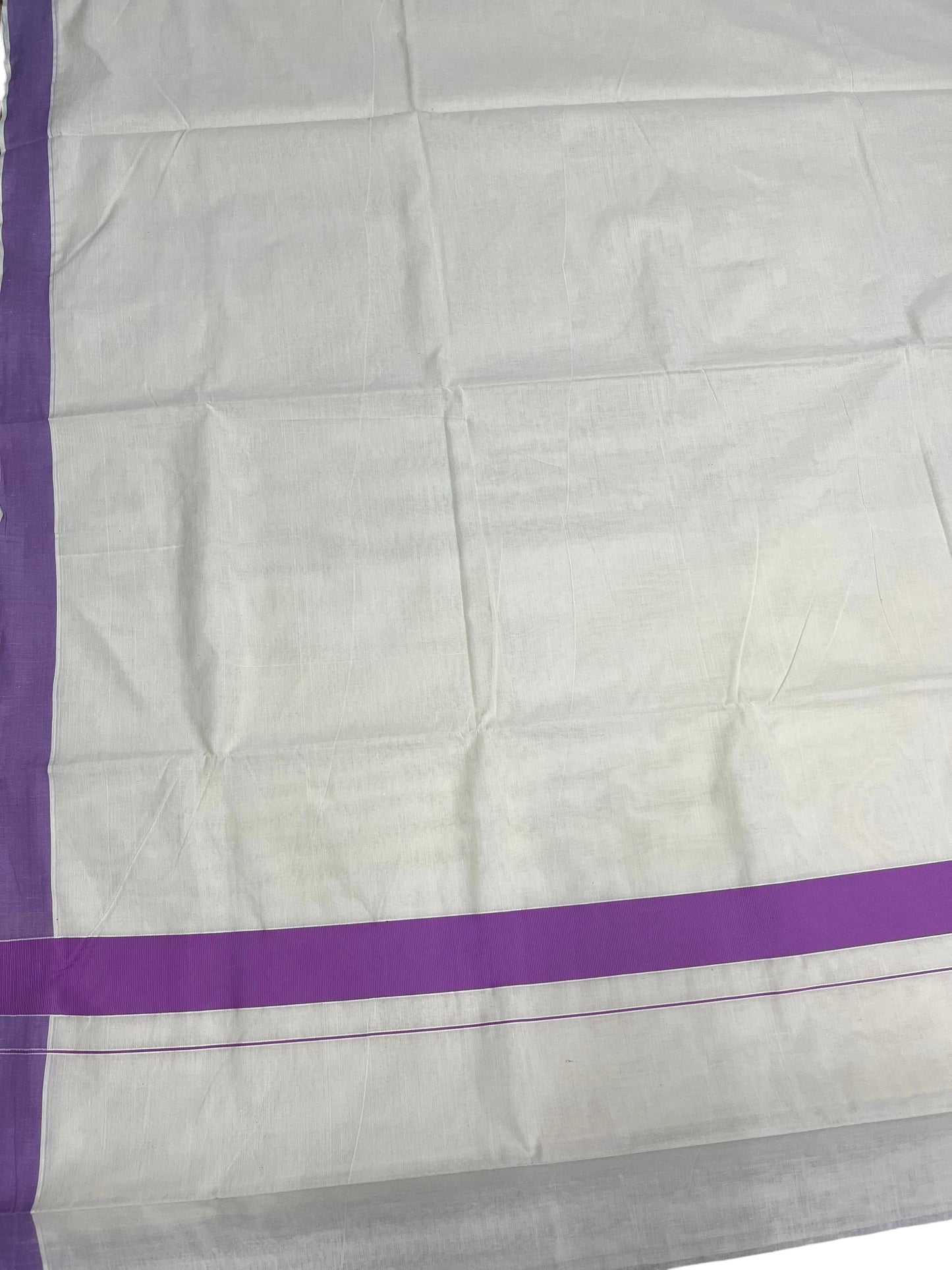 Southloom Pure Cotton Kerala Saree with Lavender Plain Border