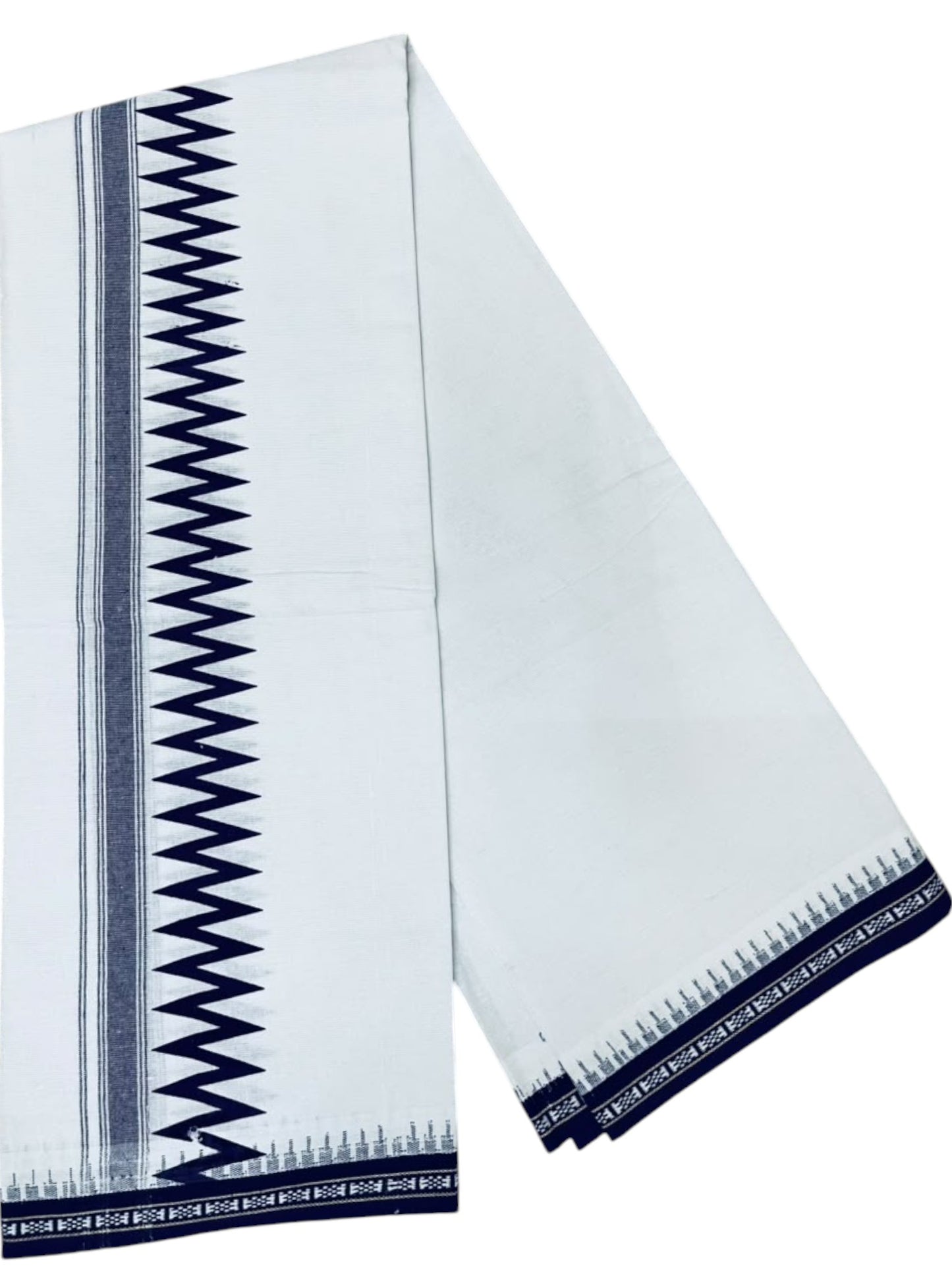 Southloom White Purple Printed Single Mundu / Otta Mundu / Lungi (South Indian Kerala Dhoti) SL622