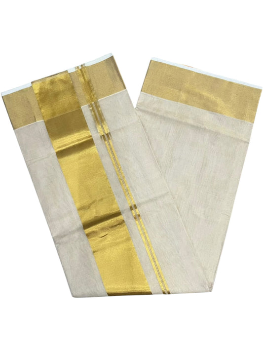 Southloom Super Premium Balaramapuram Handloom Tissue Saree Chutti Kara with Gold Kasavu and Gold Border In 4 Inch