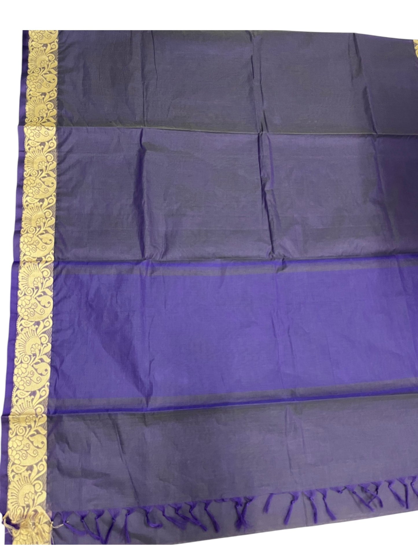 Southloom Kerala Cotton Saree with Floral Woven Works Across Body in Violet