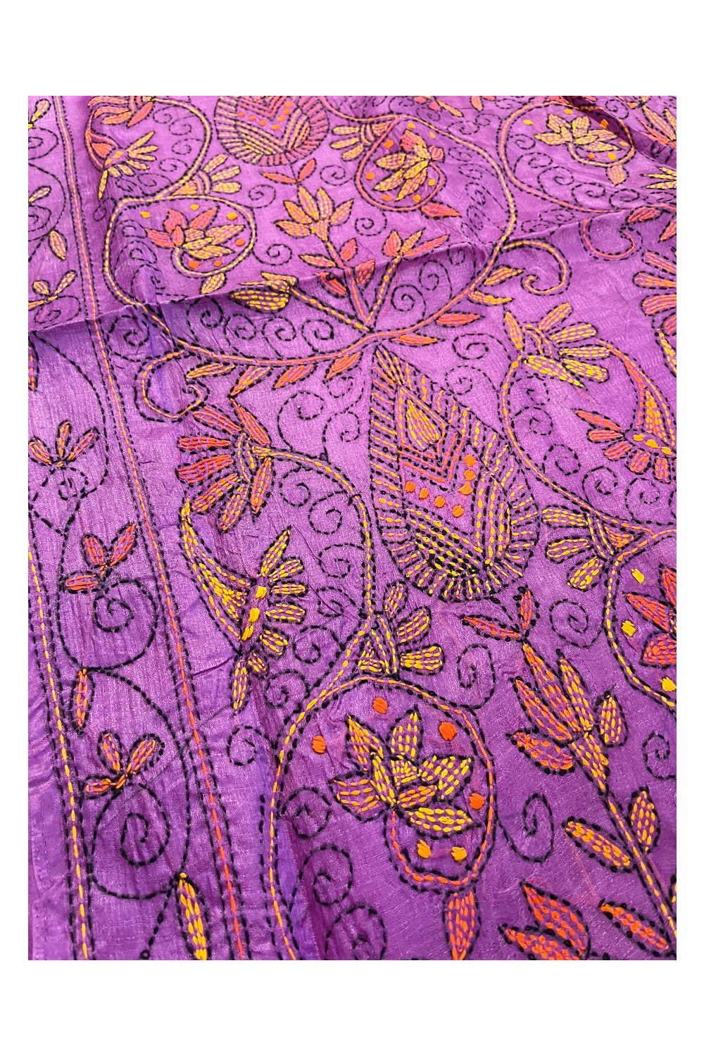 Southloom Kantha Thread Work Designer Violet Saree