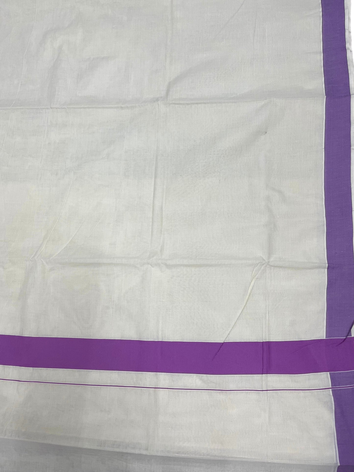 Southloom Pure Cotton Kerala Saree with Lavender Plain Border
