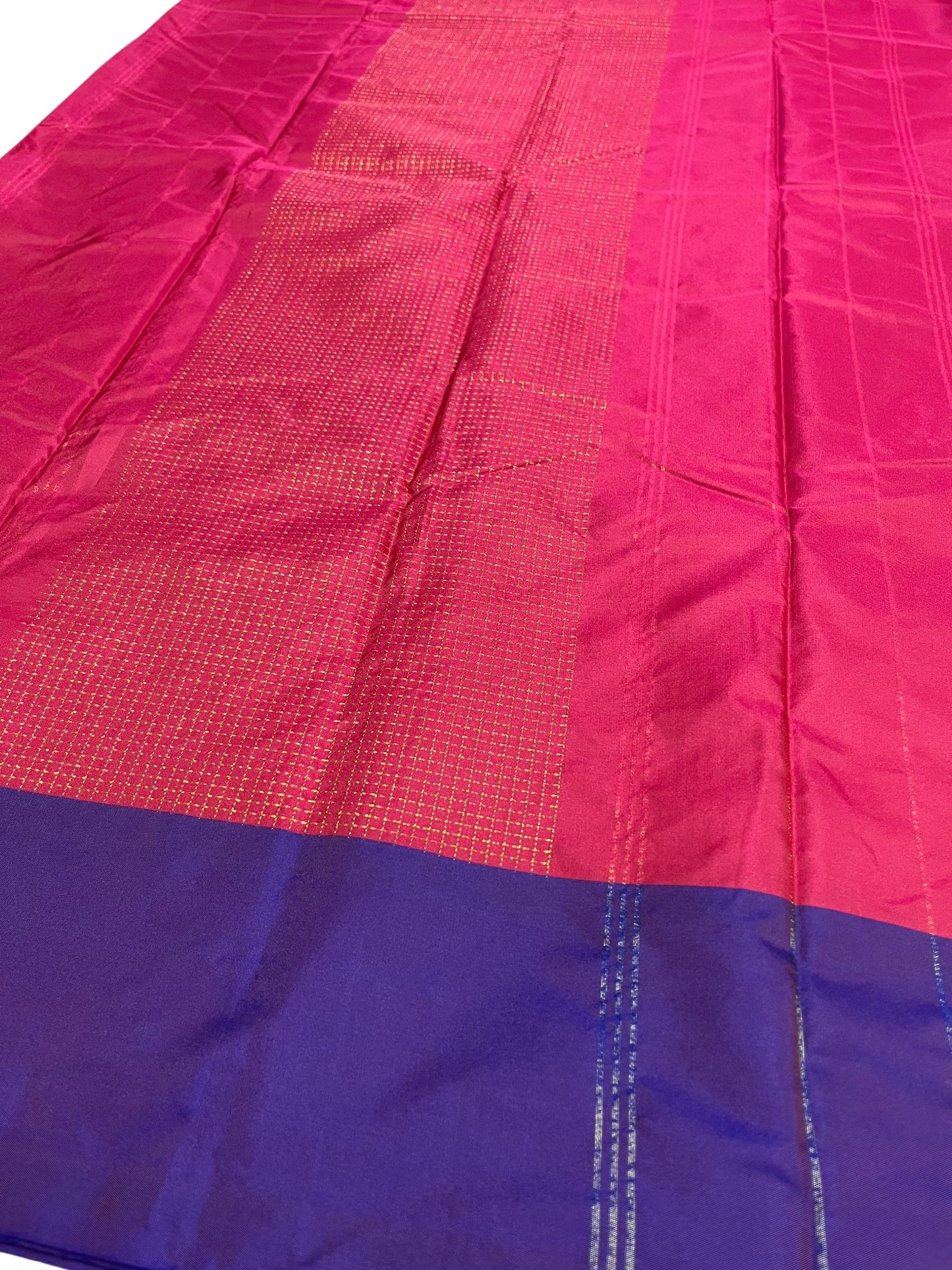 Southloom Semi Silk Saree with Micro Check on Body in Magenta And Violet
