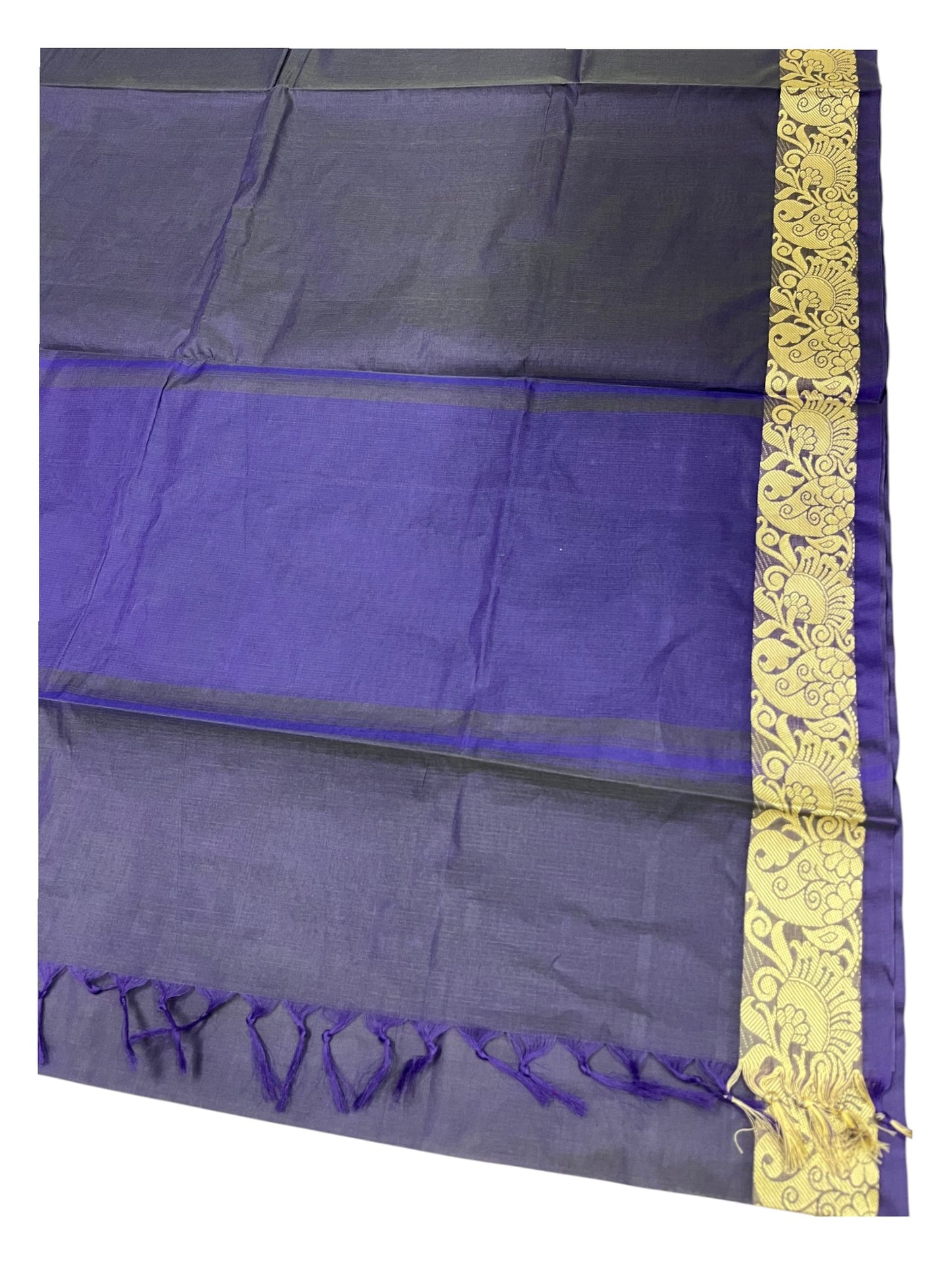 Southloom Kerala Cotton Saree with Floral Woven Works Across Body in Violet