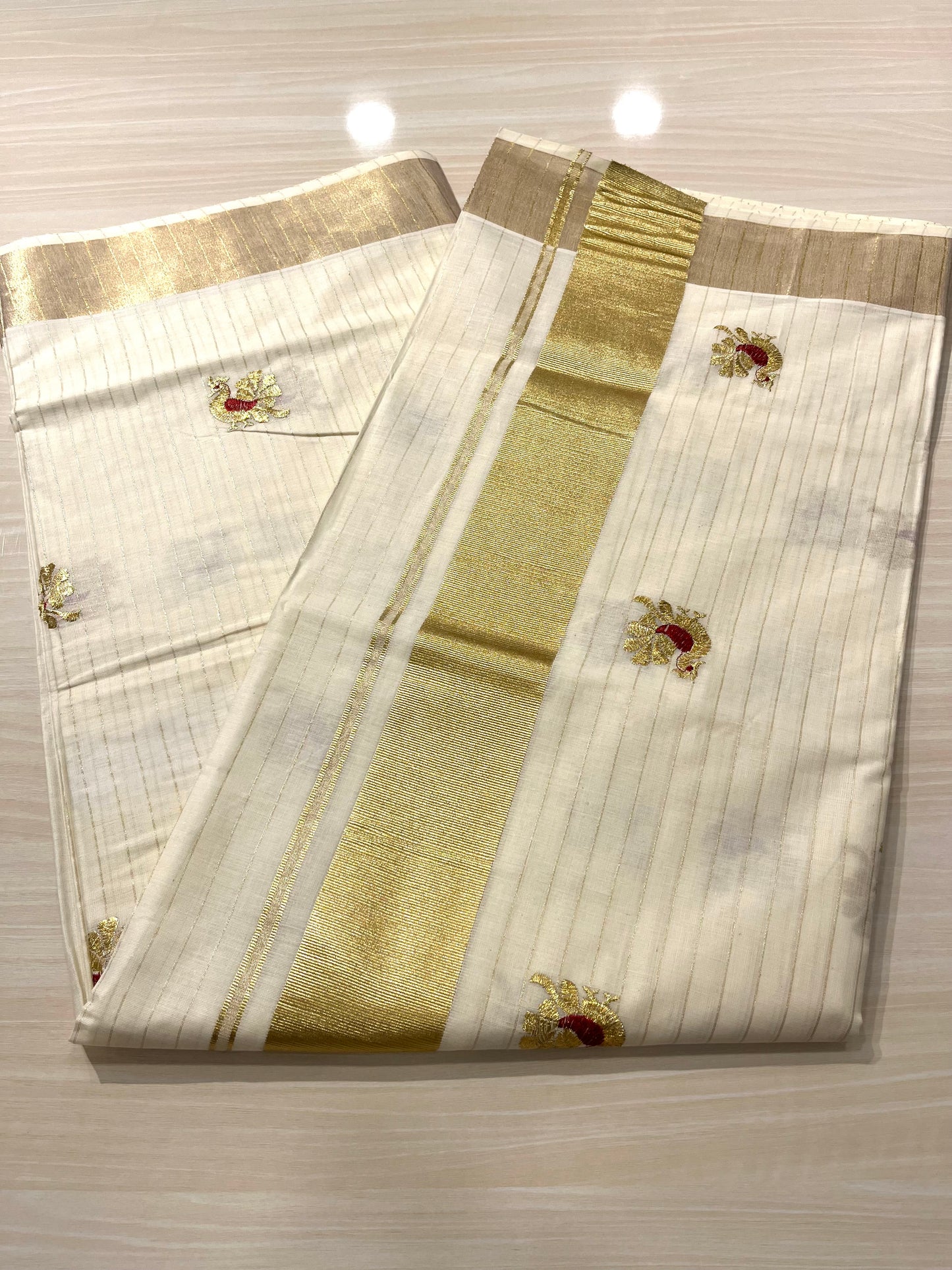 Cotton Lines Saree With Red Embroidery SL137