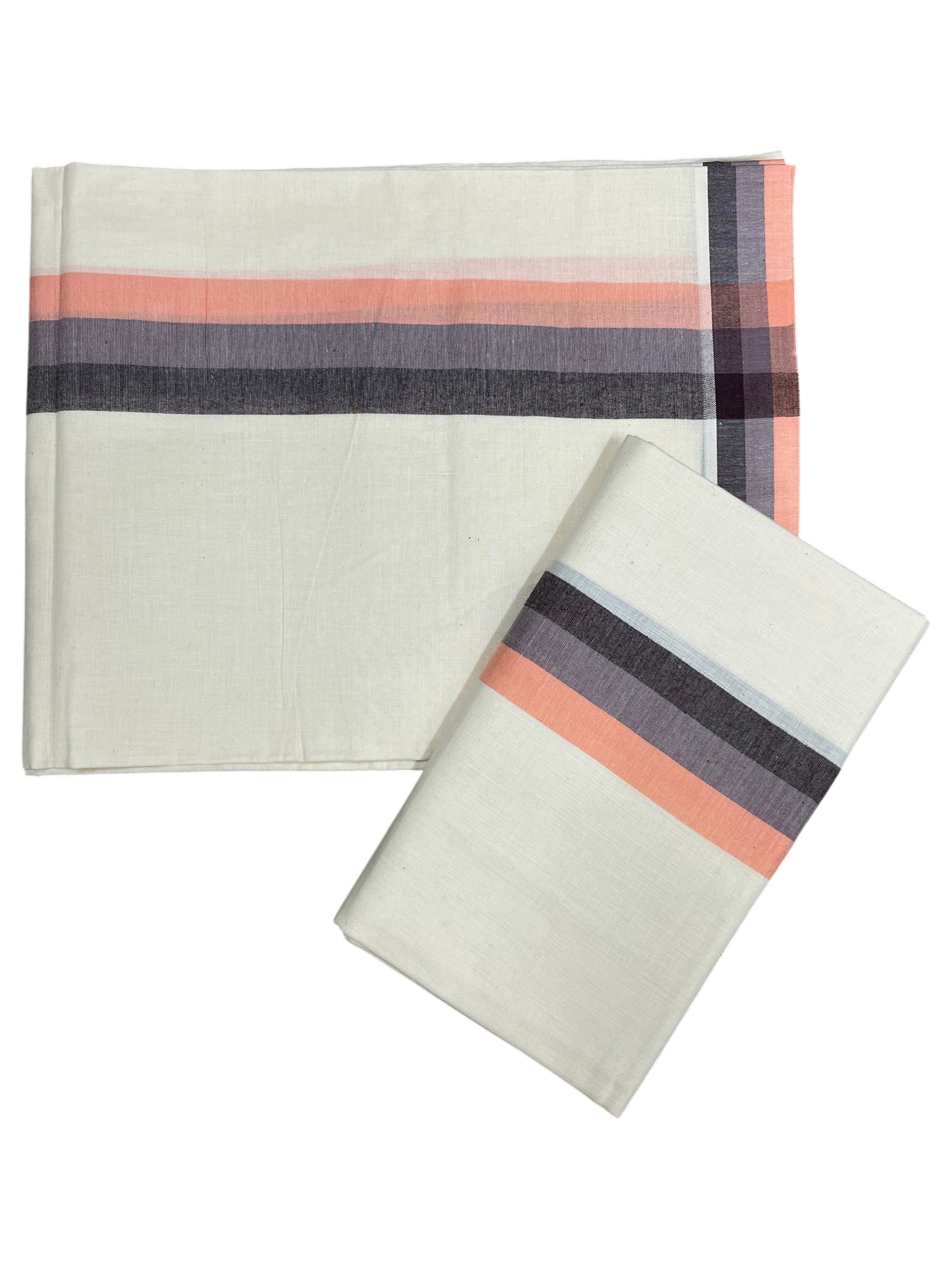 Southloom Kerala Mulloth Cotton Single Mundum Neriyathum with Multicolor Border