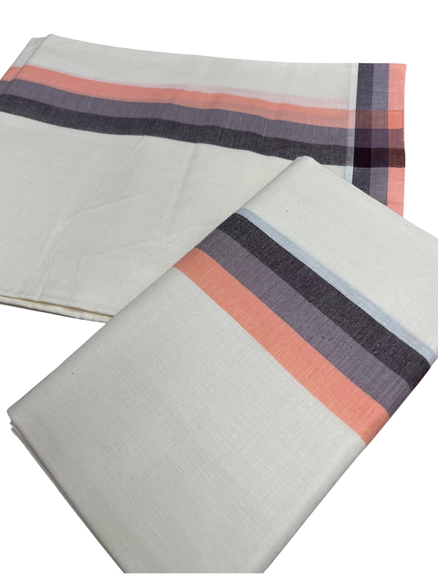 Southloom Kerala Mulloth Cotton Single Mundum Neriyathum with Multicolor Border