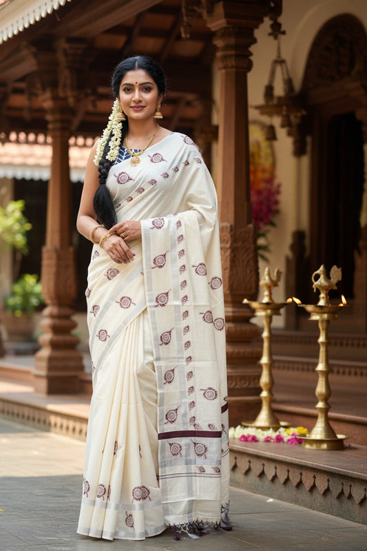 Kerala Cotton Printed Saree SL178