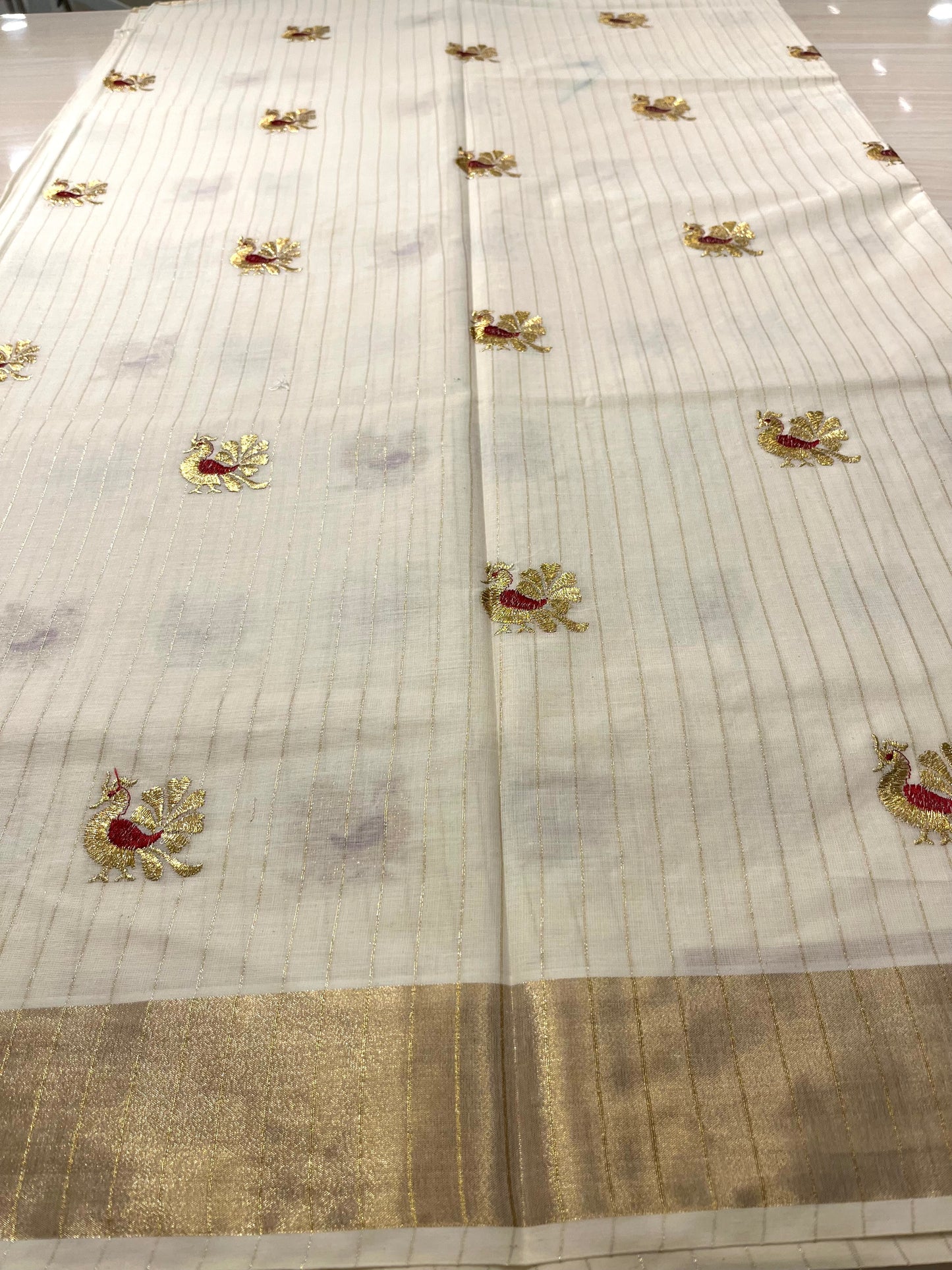 Cotton Lines Saree With Red Embroidery SL137