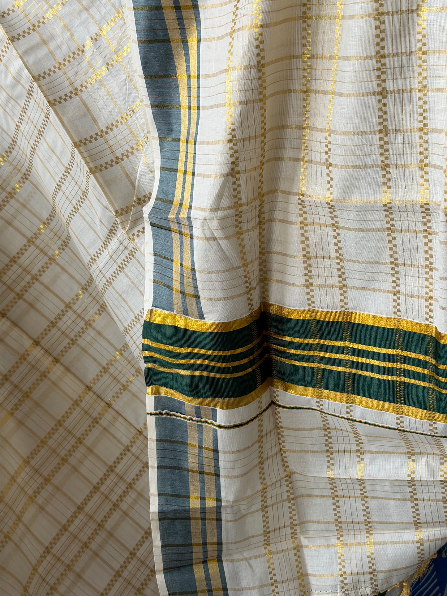 Cotton Check Green Saree SL142