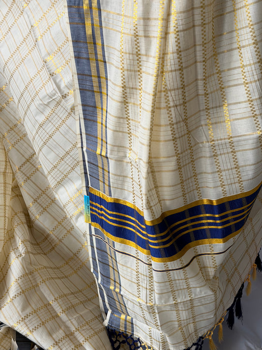Cotton Check Blue Saree SL143