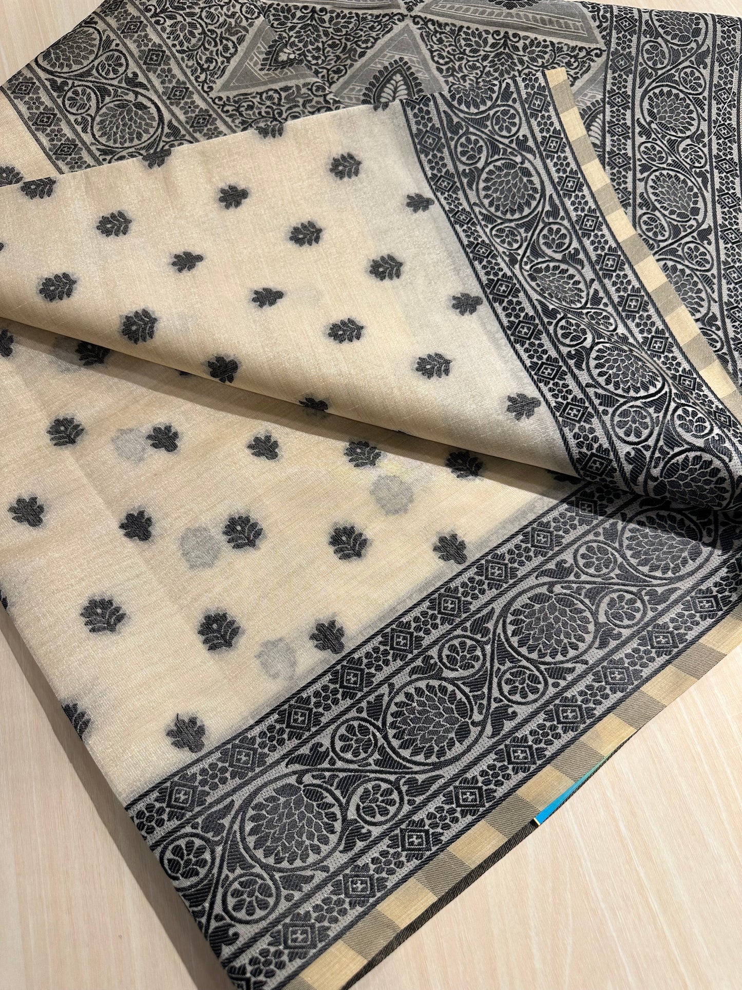 Black Semi Tussar Saree SL0042