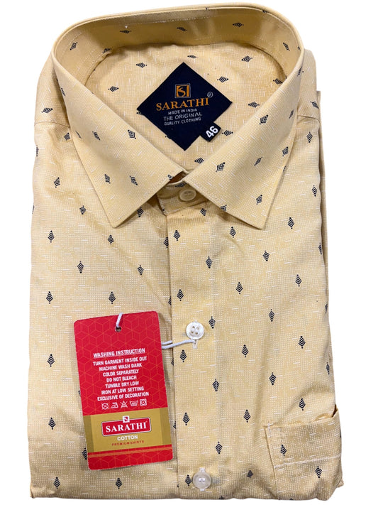 Southloom Pure Cotton Yellow Printed Shirt (46 HS)