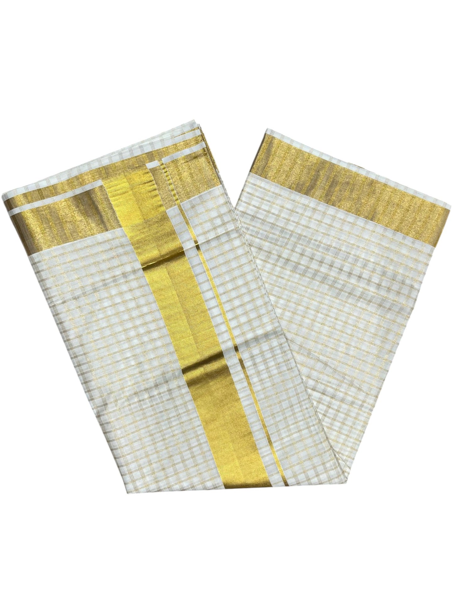 Southloom Pure Cotton Kerala Kasavu Check Saree with Woven Work