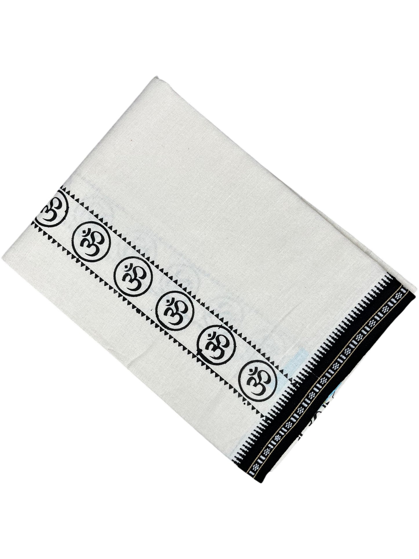 Southloom White Printed Single Mundu / Otta Mundu / Lungi (South Indian Kerala Dhoti)