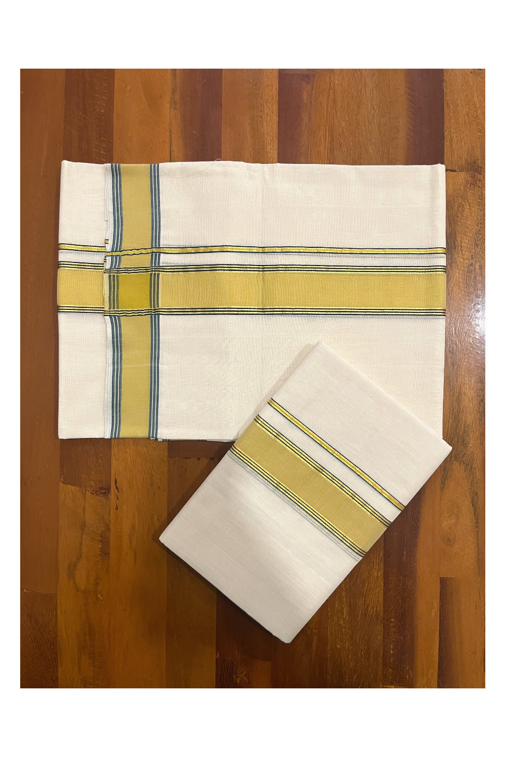 Southloom Premium Handloom Single Set Mundu (Mundum Neriyathum) with Yellow and Kasavu Border 2.70 Mtrs