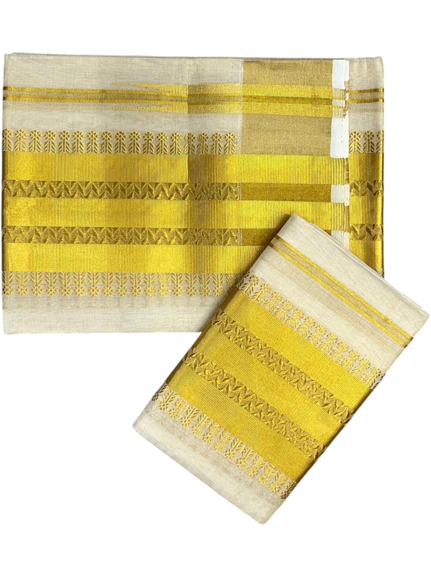 Southloom Premium Tissue Handloom Set Mundu with Chuttikara Kasavu Border (2.80 Mtr) SL632