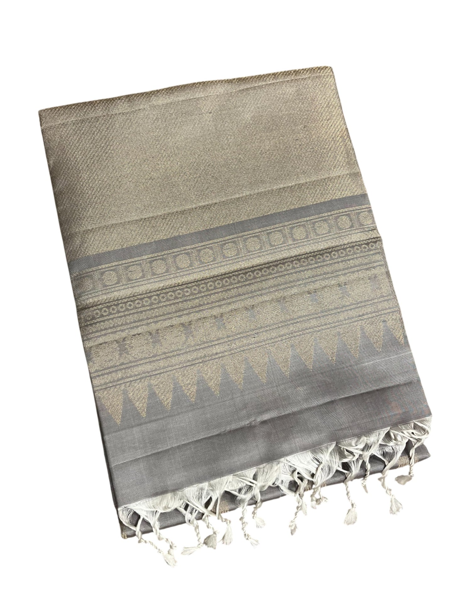 Southloom Pure Handloom Bridal Kanchipuram Silk Saree with Korvai Work (Grey)