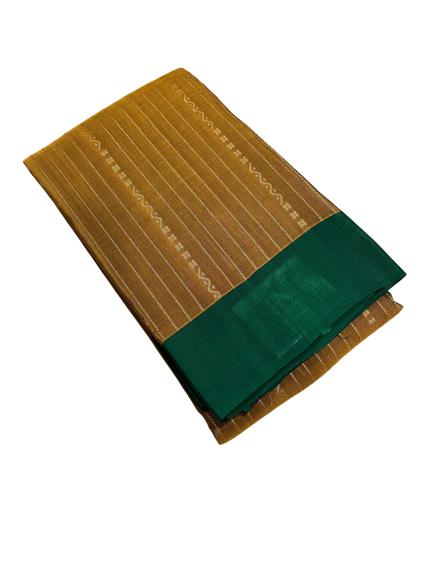 Southloom Pure Handloom Kanchipuram Silk Saree with Korvai Work (Golden & Green)