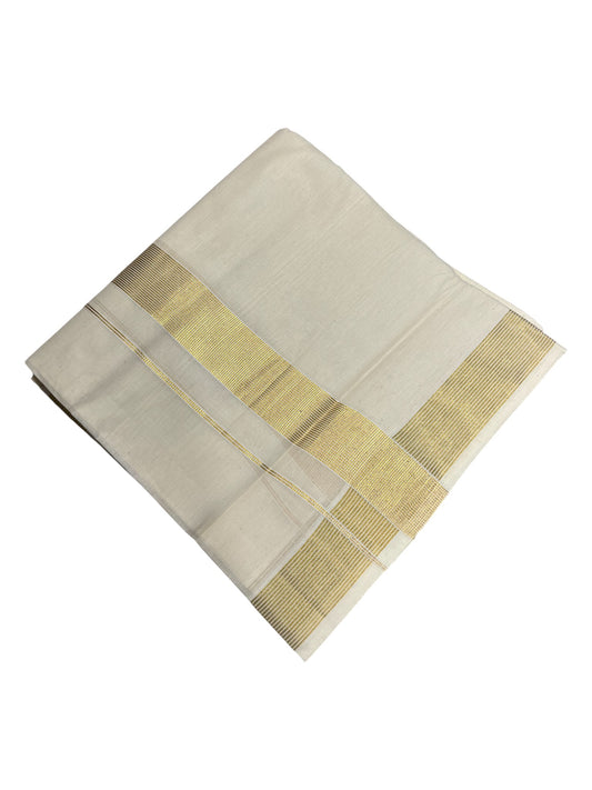 Southloom Kerala Pure Cotton Double Mundu with Gold Border (South Indian Dhoti)
