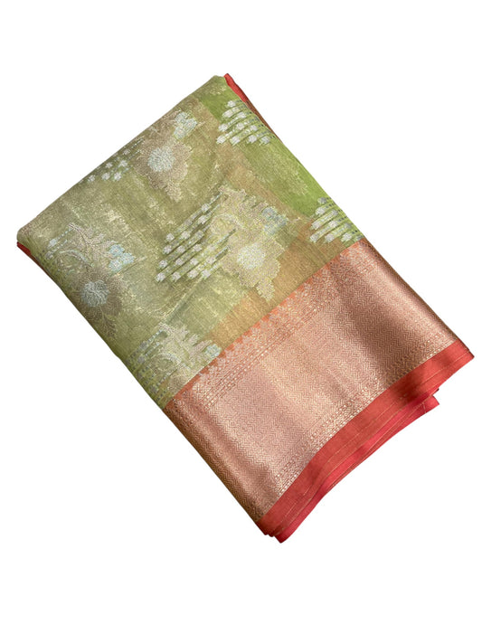 Southloom Tissue Banarasi Silk Saree with Woven Work on Body and Borders