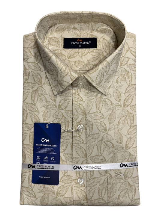 Southloom Pure Cotton Beige Printed Shirt (38 FS)