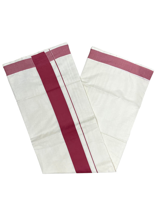 Southloom Kerala Pure Cotton Plain Kasavu Saree with Brike Red Border 3 inch