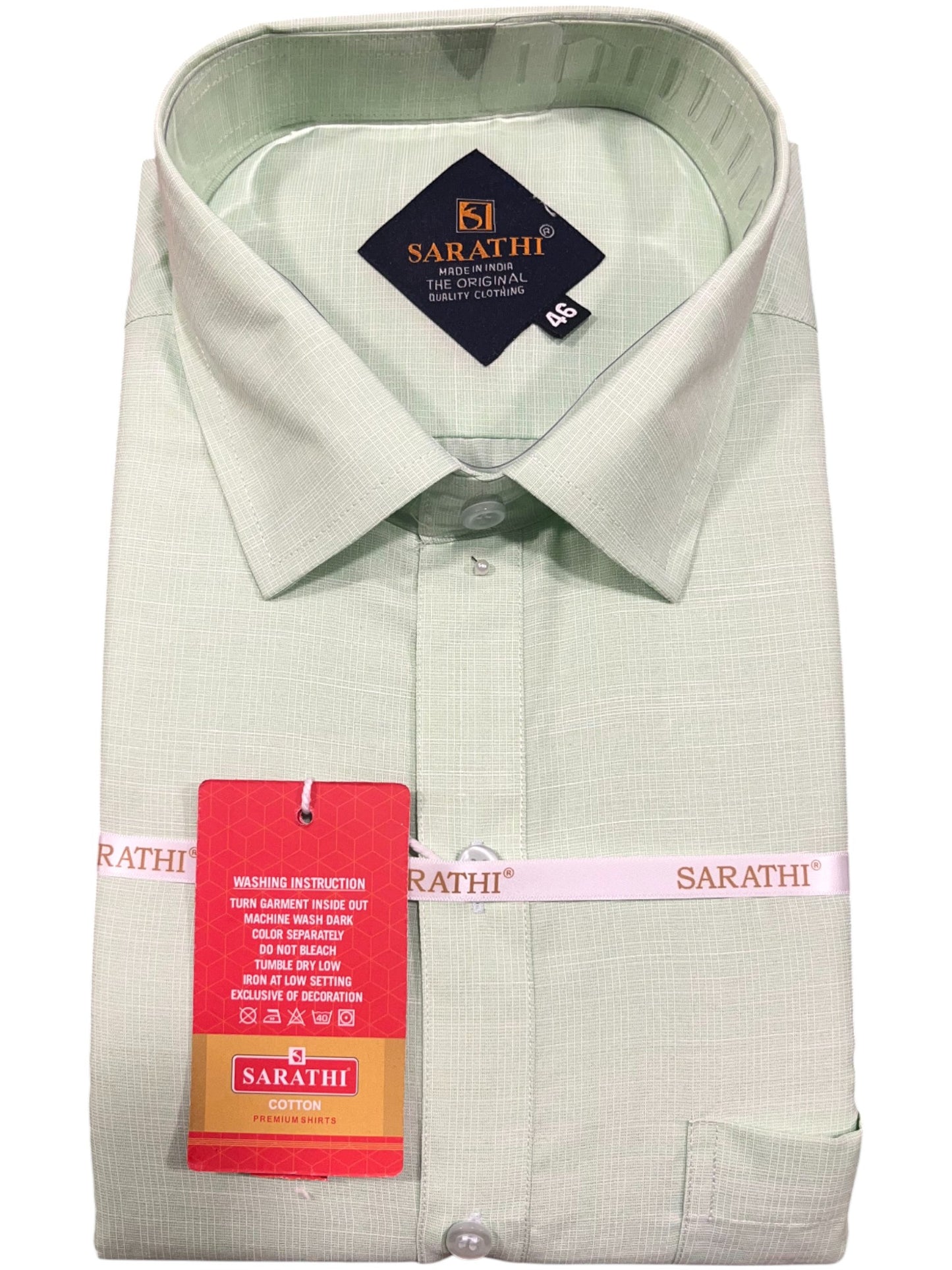 Southloom Pure Cotton Green Plain Shirt (46 FS)