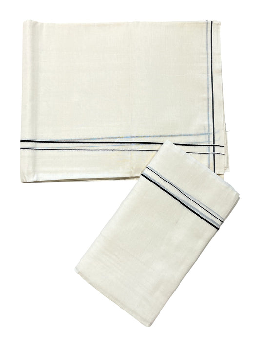 Kerala Cotton Mundum Neriyathum Single (Set Mundu) with Black Eerkkil Kara
