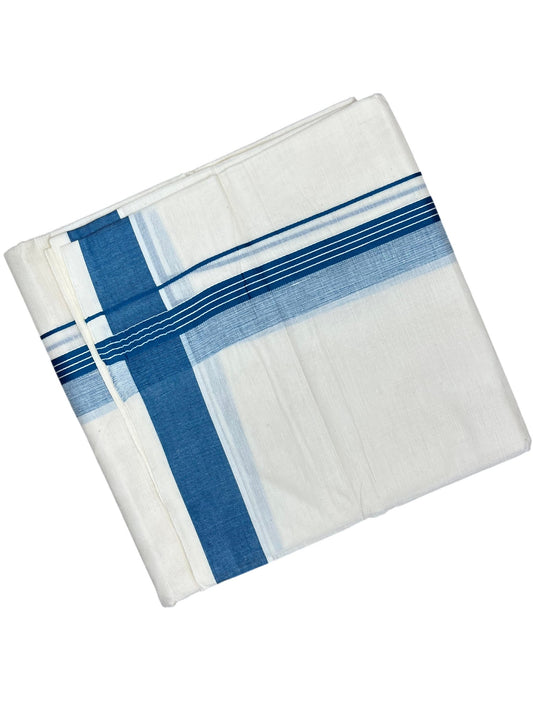 Southloom Pure Cotton Mundu with Blue Border (South Indian Kerala Dhoti)