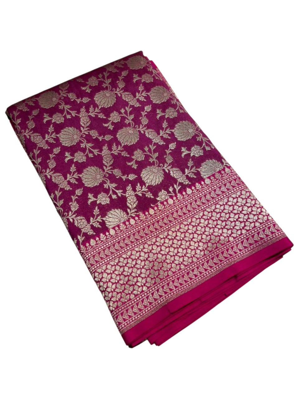 Southloom Pure Banarasi Silk Saree with Woven Work on Body and Borders ( Pastel Magenta)