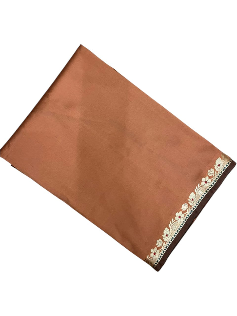 Southloom Satin Banarasi Silk Saree with Woven Work on Borders In Brown