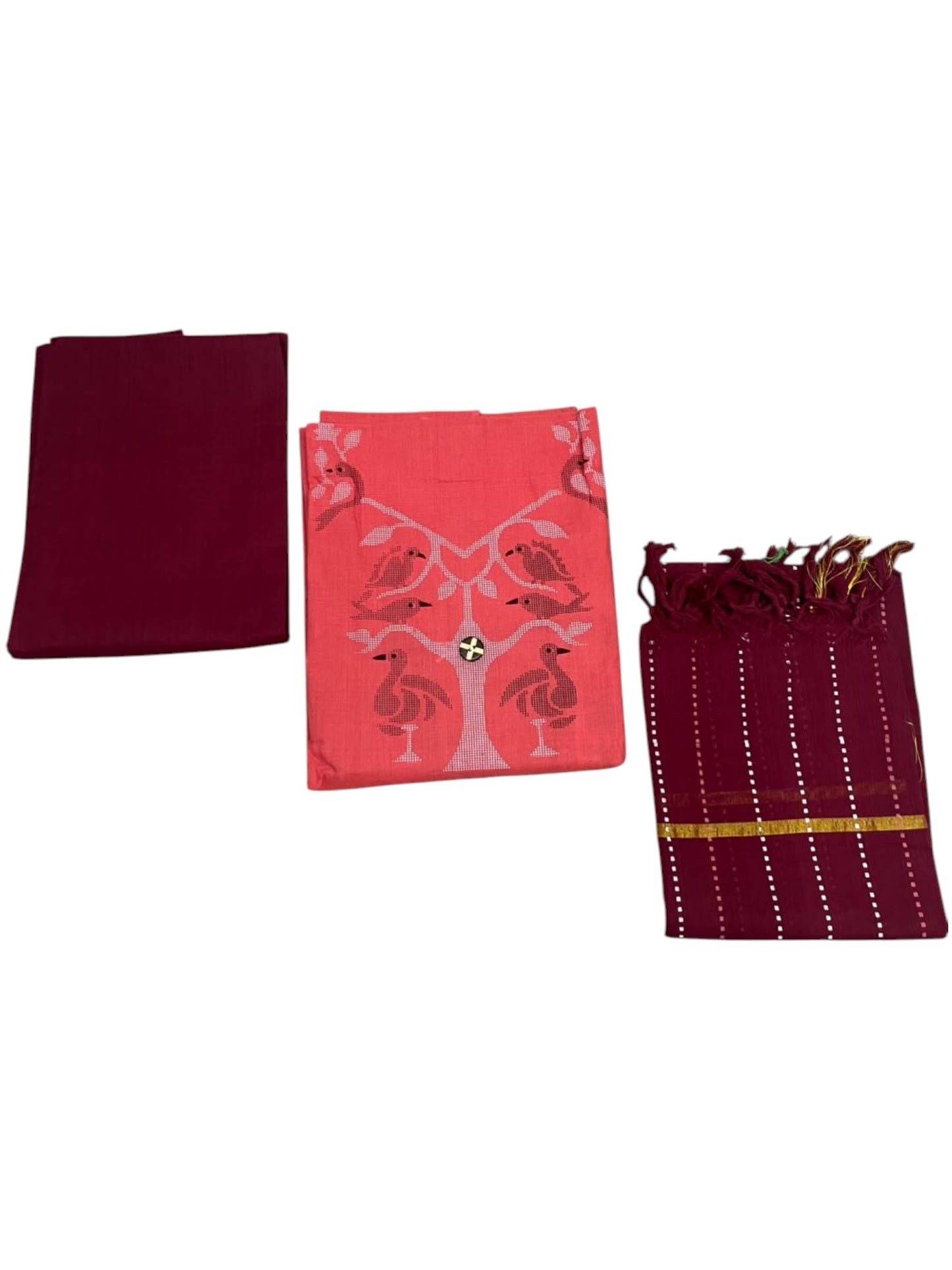 Southloom™ Cotton  3 Piece peach Salwar Material with printed design