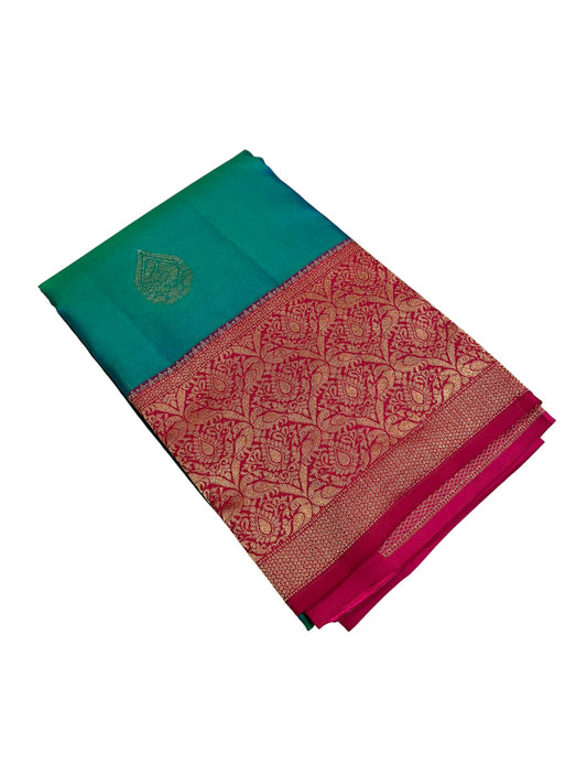Southloom Premium Bridal Handloom Kanchipuram Silk Saree With Butta Works (Green)