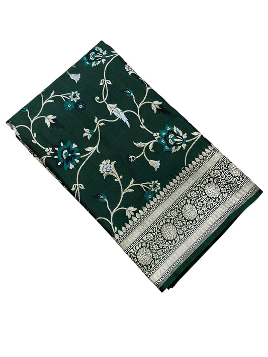 Southloom Pure Banarasi Silk Saree with Woven Work on Body and Borders (Green)