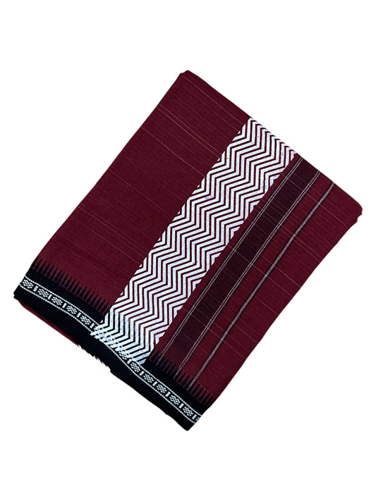 Southloom Maroon Printed Single Mundu / Otta Mundu / Lungi (South Indian Kerala Dhoti)